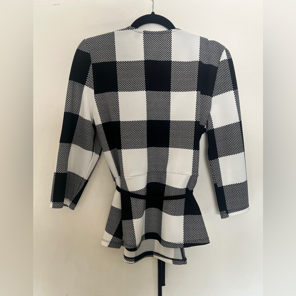 New York & Company Black and White Plaid Blouse - Picture 5 of 8